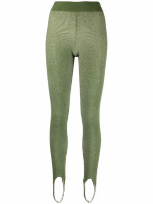 AMI AMALIA ribbed-knit stirrup-cuff leggings - Green