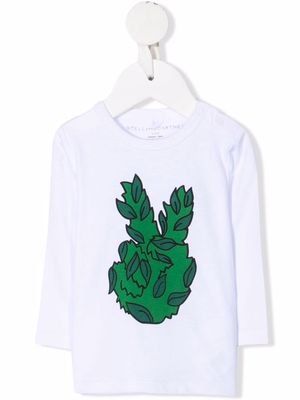 Stella McCartney Kids leaf-print cotton T-shirt - White