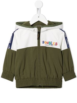 Miki House slogan-embroidered zip-up jacket - Green