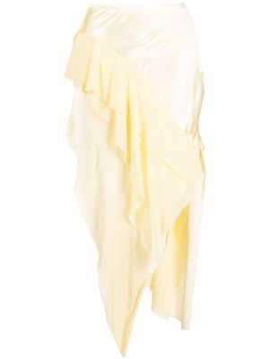 Diesel asymmetric silk midi skirt - Yellow
