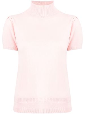 Paule Ka roll-neck shortsleeved cashmere top - Pink