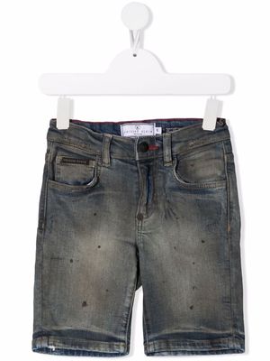 Philipp Plein distressed denim shorts - Blue