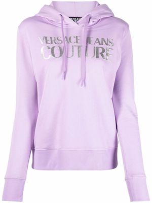 Versace Jeans Couture logo-print cotton hoodie - Purple