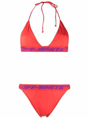 Off-White logo band bikini - Red