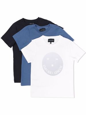 Emporio Armani Kids logo-print three-pack T-Shirt - Blue