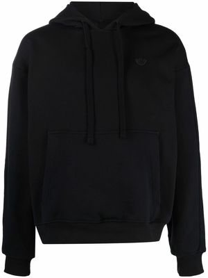 adidas logo-patch cotton hoodie - Black