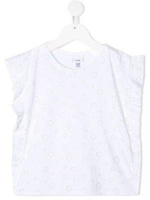 Knot ruffle-trimmed bubbles top - White