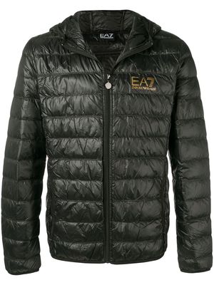 Ea7 Emporio Armani logo print padded jacket - Black