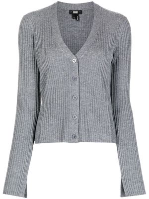 PAIGE button-up ribbed cardigan - Grey