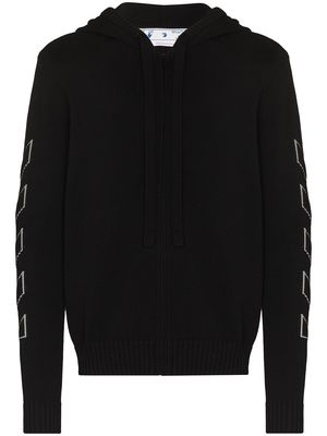 Off-White Diag Outline knitted zip-up hoodie - Black