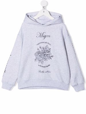 MSGM Kids logo-print hoodie - Grey