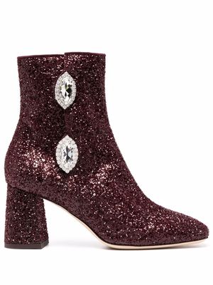 Giannico Julie glitter 75mm boots - Red