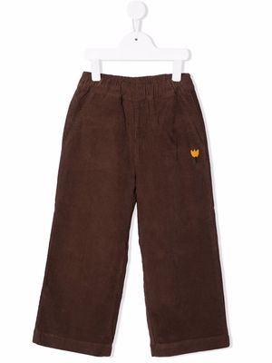 JELLYMALLOW embroidered-detail corduroy trousers - Brown