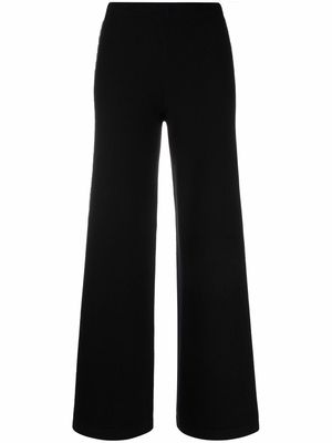D.Exterior contrast-trim knitted flared trousers - Black
