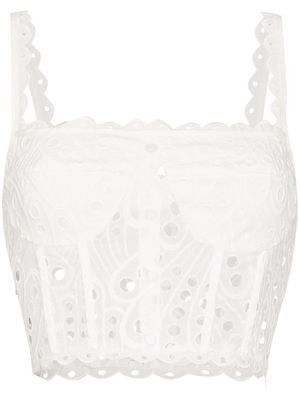Charo Ruiz Ibiza Tessa cropped broderie anglaise top - White
