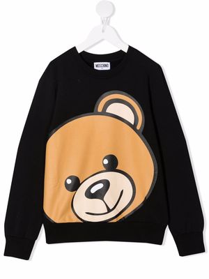 Moschino Kids teddy bear-motif cotton sweatshirt - Black