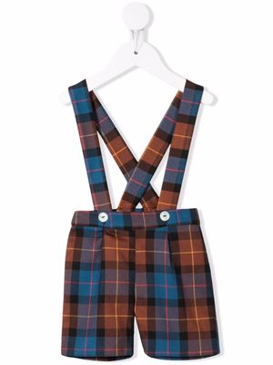 Siola tartan-check suspender shorts - Brown