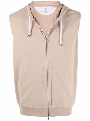 Brunello Cucinelli sleeveless zipped hoodie - Neutrals