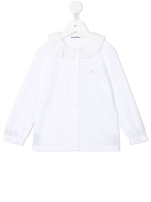 Familiar bow-detail ruffle collar blouse - White