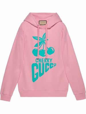 Gucci cherry-motif cotton hoodie - Pink
