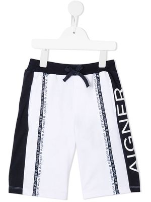 Aigner Kids logo stripe shorts - White