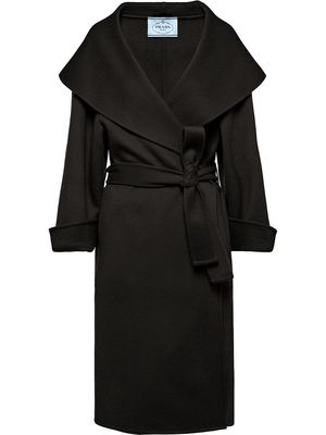 Prada belted cashmere coat - Black