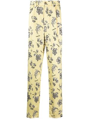 Nanushka floral-print loose-fit trousers - Yellow