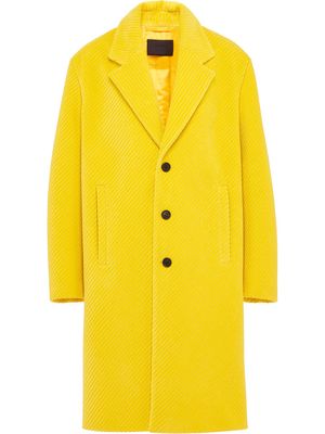 Prada single-breasted ribbed coat - Yellow