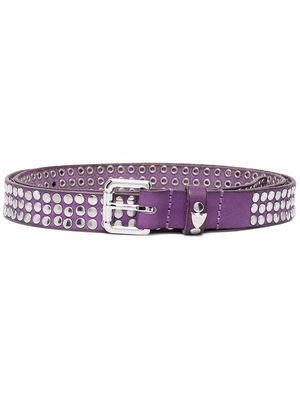 Htc Los Angeles studded buckle leather belt - Purple