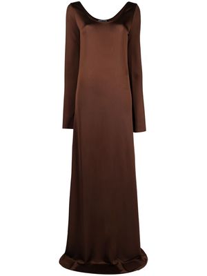 Kwaidan Editions long-sleeve flared maxi dress - Brown