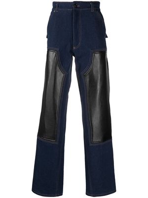 DUOltd straight contrast-panel jeans - Blue