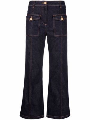 Palm Angels marine flare cropped jeans - Blue