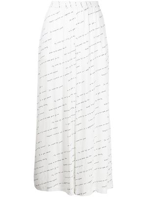 Rosetta Getty slogan-print silk trousers - White
