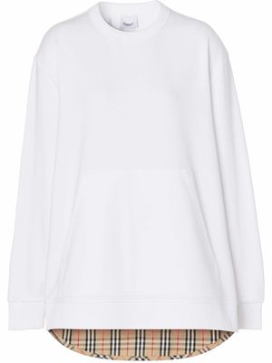 Burberry Vintage Check panel cotton oversized sweatshirt - White