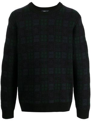Man On The Boon. checked jacquard crew-neck jumper - Blue
