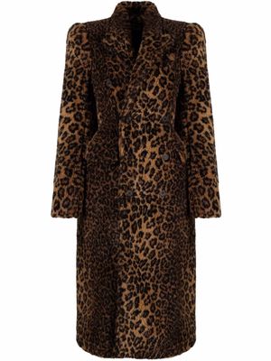Balenciaga leopard-print tailored coat - Brown