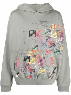 We11done abstract print hoodie - Green