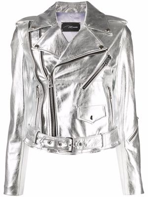 Manokhi metallic leather jacket - Silver