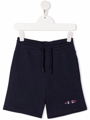 Kenzo Kids logo-print cotton shorts - Blue