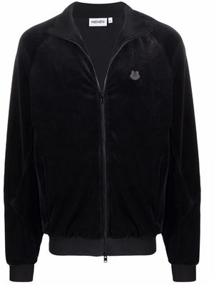 Kenzo velvet-effect cotton-blend track jacket - Black