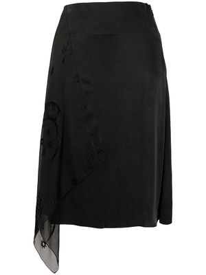 Marine Serre asymmetric layered skirt - Black