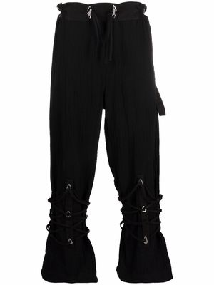 Kiko Kostadinov lace-detail straight-leg trousers - Black