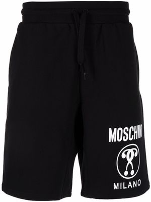 Moschino logo-print organic cotton track shorts - Black