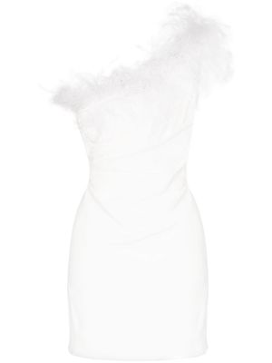 De La Vali Fiama feather-trim minidress - White