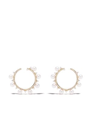 Yoko London 18kt yellow gold Sleek Akoya pearl and diamond earrings