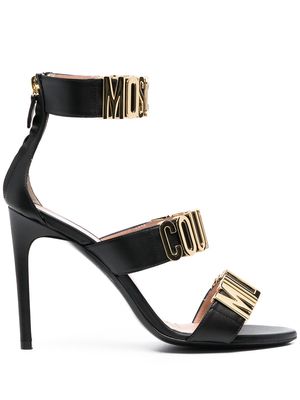 Moschino logo-letter leather sandals - Black
