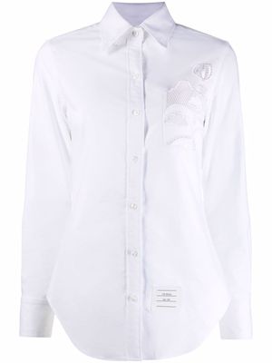 Thom Browne embroidered long-sleeve shirt - White
