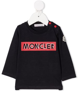 Moncler Enfant logo print long sleeve t-shirt - Blue