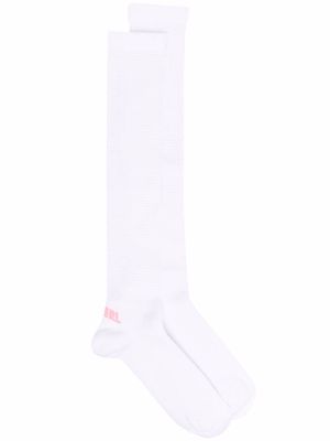 ERL logo-knit knee-length socks - White