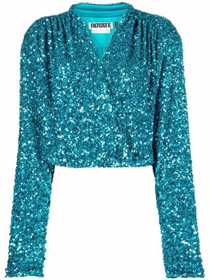 ROTATE Aurelia sequin-embellished blouse - Blue
